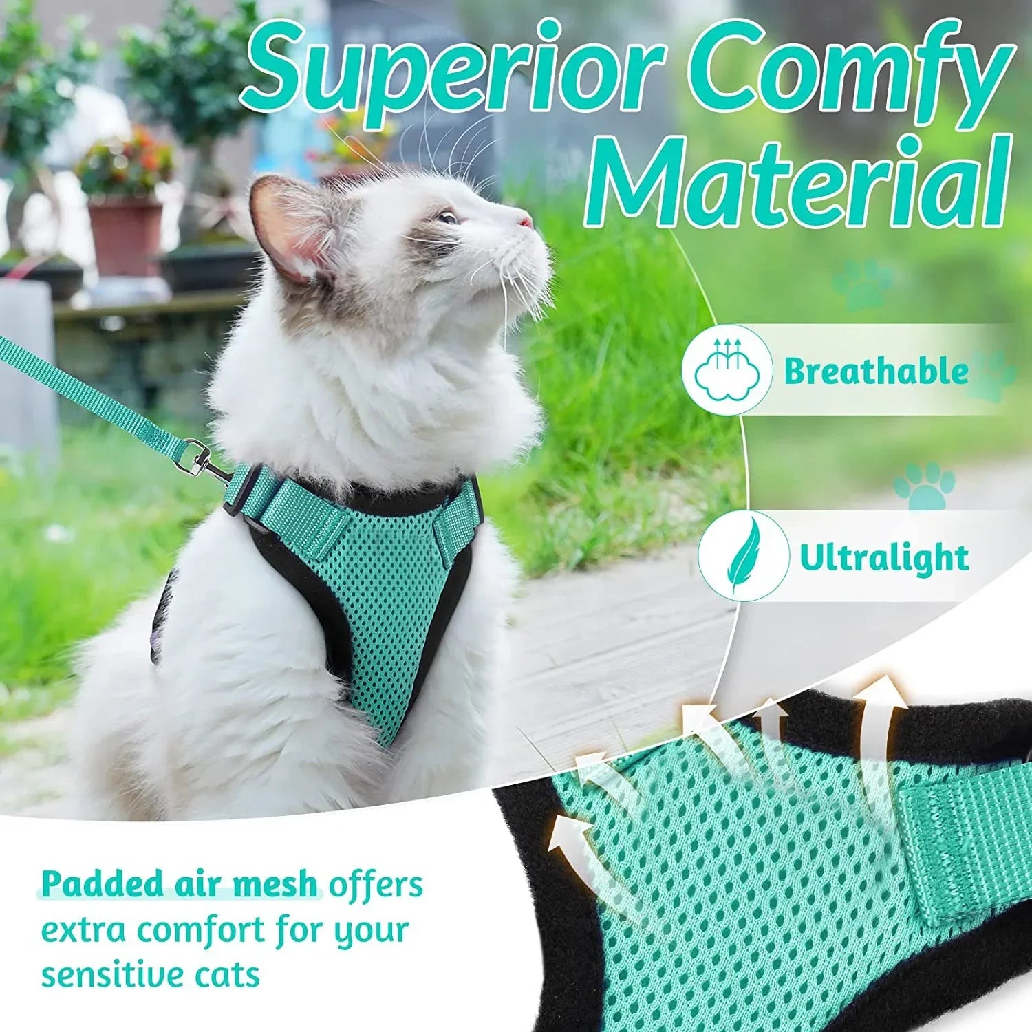Summer Cat Dog Harness Lead Leash Adjustable Vest Polyester Mesh Breathable Harnesses Reflective for Small Dog Cat Lesah Zpaxo