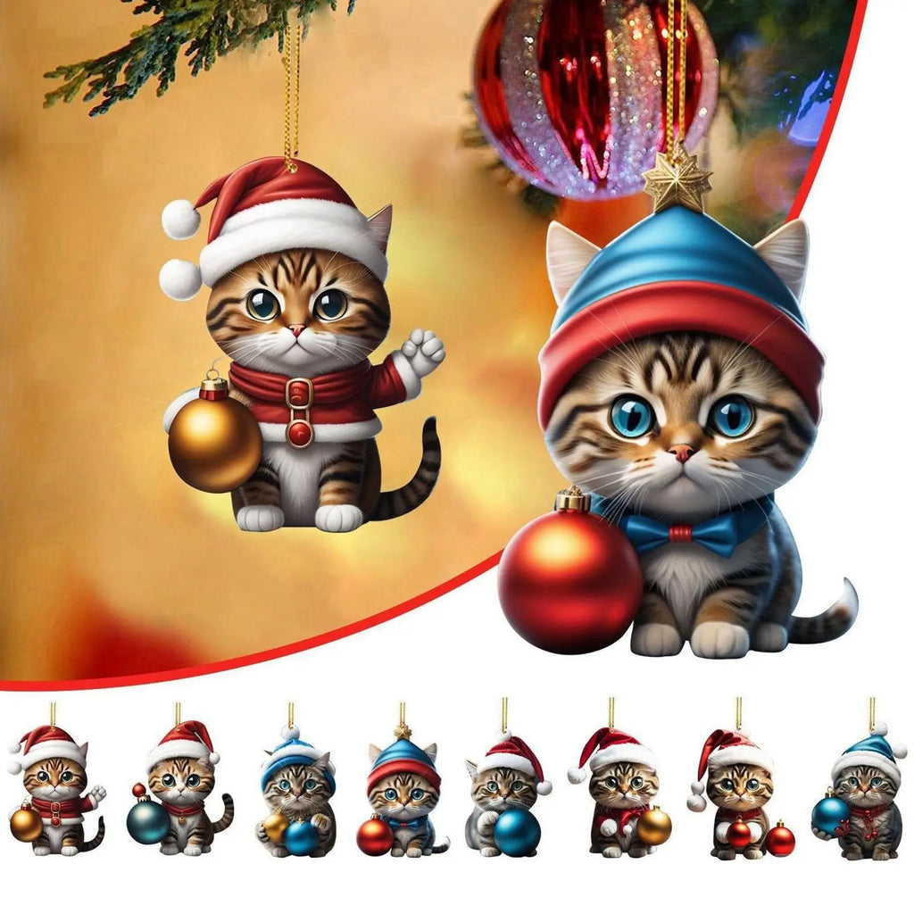 2025 Cat Christmas Advent Calendar 24 Days 2D Acrylic Pendant