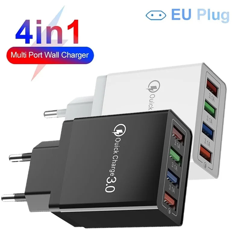 EU/US Plug USB Charger 3A Multi Port 4 USB Quick Charge 3.0 Portabler Travel Wall Charger Adapter Fast Charge For iPhone Xiaomi Zpaxo