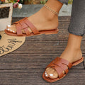 Women Slippers 2025 New Designer Slippers Beach Flats Woman Shoes Casual Walking Sandals Open Toe Slides Women Zapatos De Muje Zpaxo Brown 37