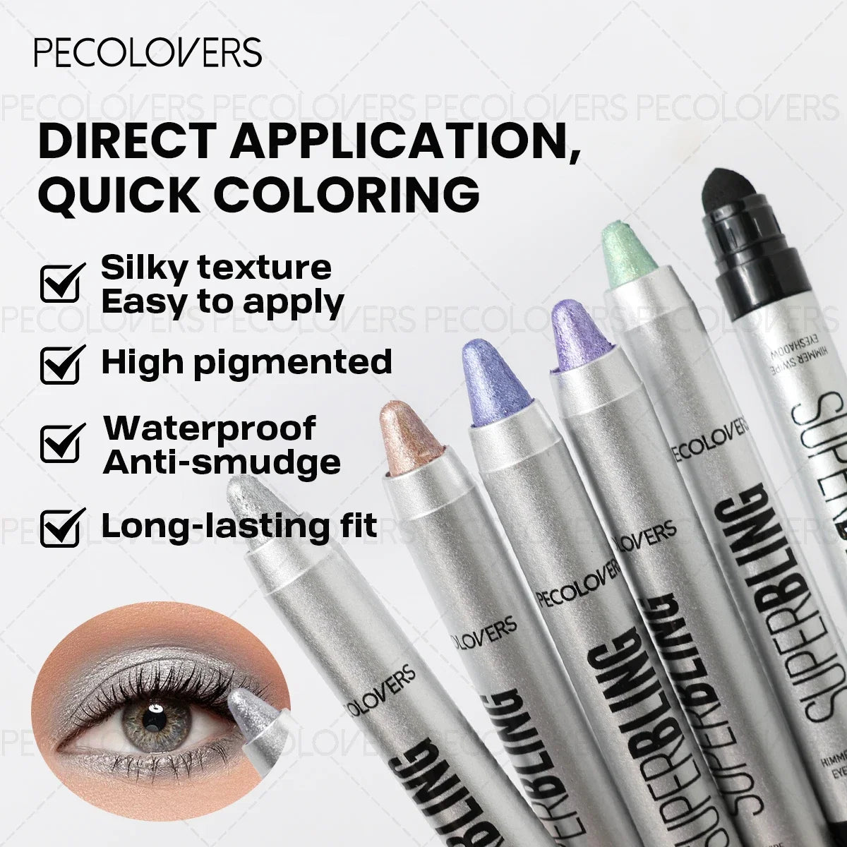 1PC Waterproof Shimmering Eyeshadow Pencil Stick,Lasting Glitter Shimmer,Double-Ended Eye Shadow Pen ,WIth Cotton Head Brush Zpaxo
