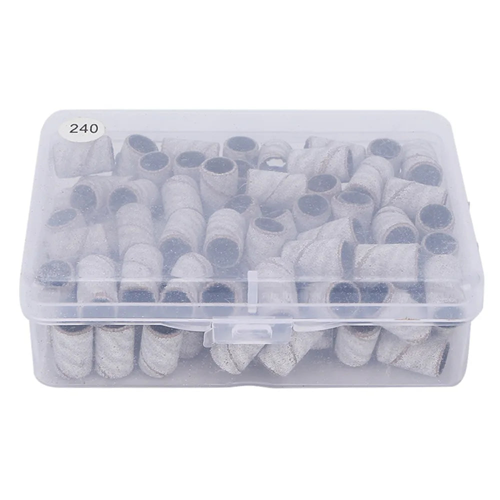 Professional White Nail Art Sanding Bands Cylindrical Drill Gel Zpaxo 240 grit