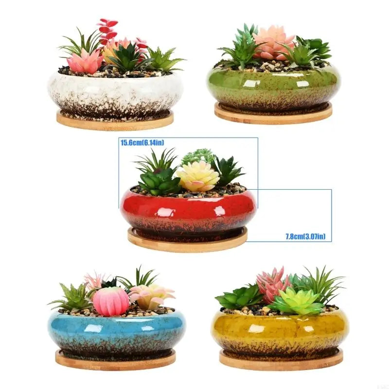 Succulents Bowl Planter Water Planting Container Ceramic Leakproof Spacious Bowl Planter For Indoor Outdoor Succulents Zpaxo