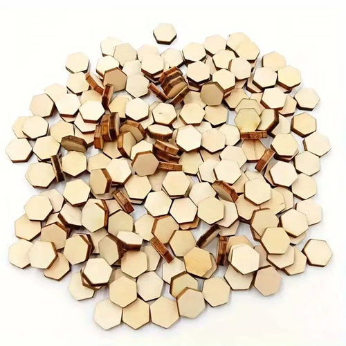 100 PCS Small Wooden Hexagonal Decorative Wood Chips, Wooden Crafts DIY Painting Graffiti, Holiday Party Wedding Decoration Zpaxo