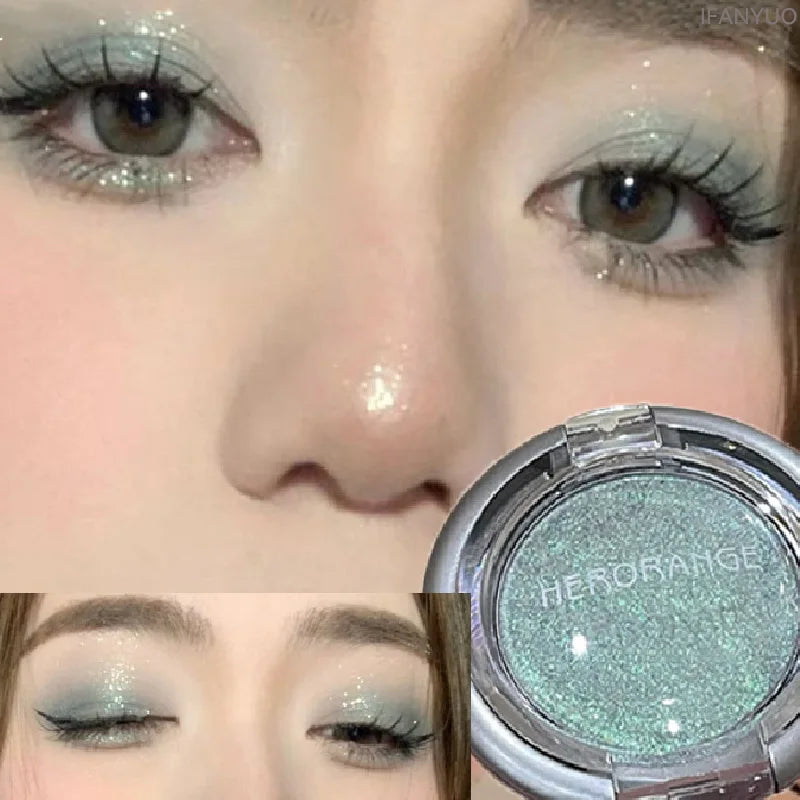 Smoky Pearl Glitter Eyeshadow Green Black Purple Shimmer Silkworm