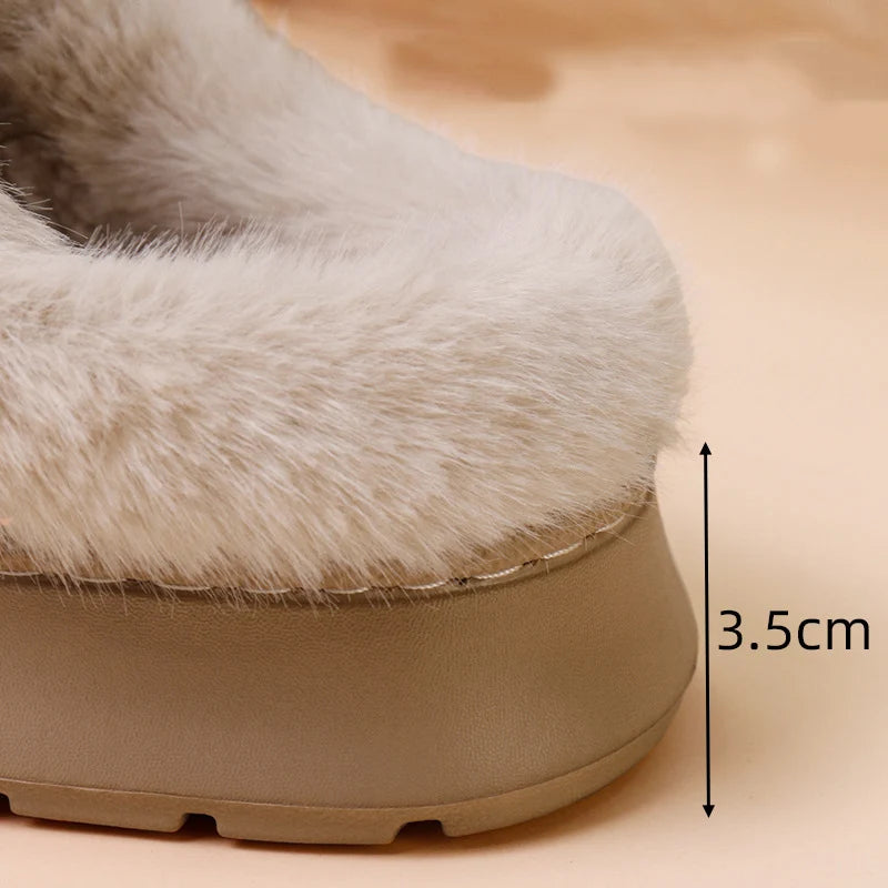 Warm Fashion Fluffy Slippers Women Winter Indoor Outdoor EVA Thick