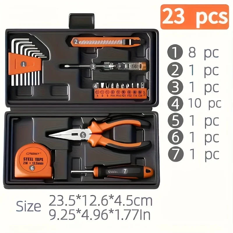 23 Piece Tool Set for Household Portable Multifunctional Screwdriver Hardware Combination Toolbox for Home Maintenance Hand Tool Zpaxo