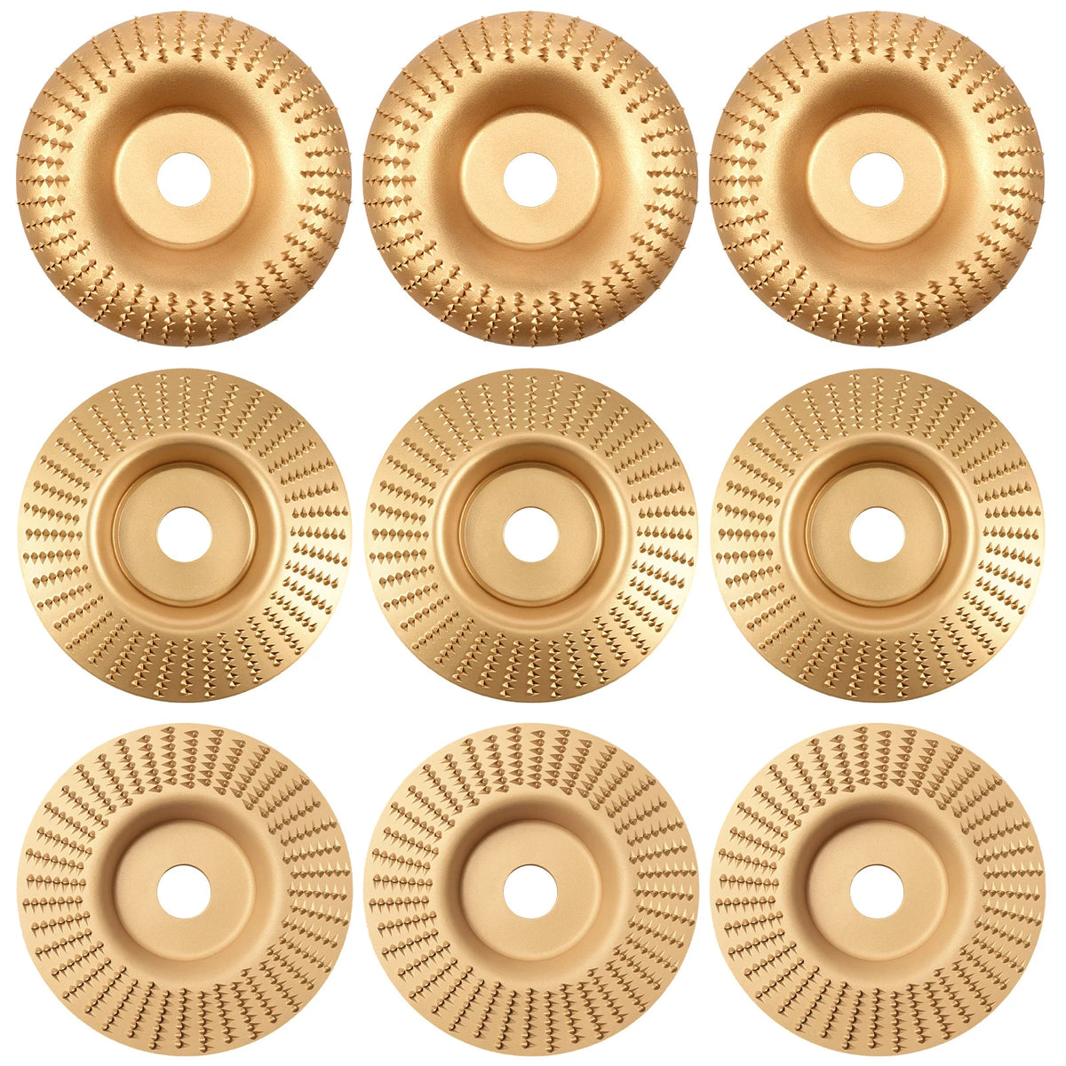 Wood Carving Disc Set For Angle Grinder 16mm A3 Steel Anti Clog Shaping Sanding Wheel Flat Curved Beveled For Woodworking Stump Zpaxo Set B 9pcs 3styles
