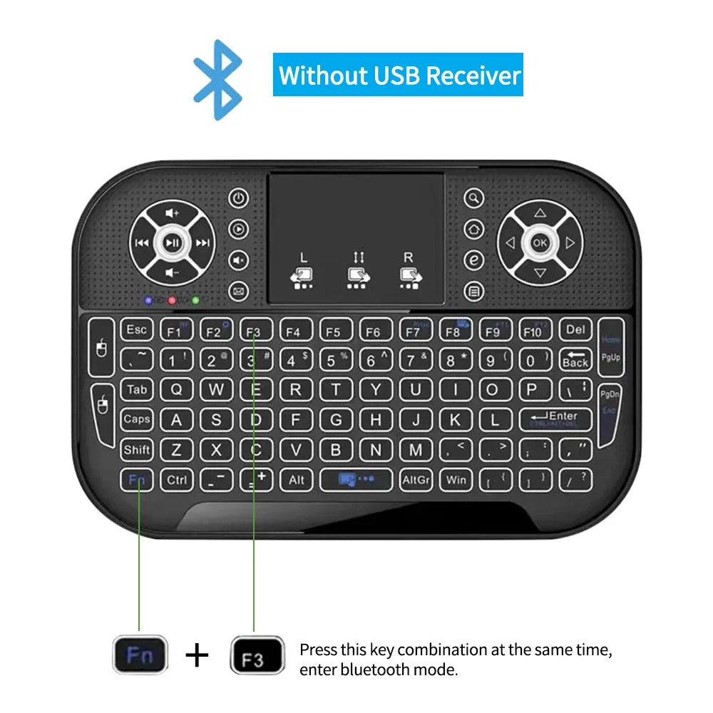 A8 Mini Bluetooth Keyboard Dual Mode Handheld Fingerboard Backlit Zpaxo