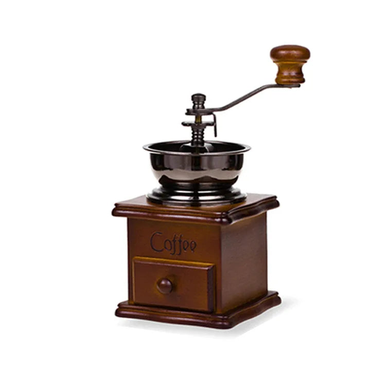 Vintage Wooden Manual Burr Coffee Grinder – Hand Crank Mill Manual Coffee Grinder Zpaxo 02