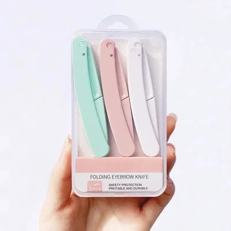 3pc Safe Folding Ladies Face Shaver Eyebrow Trimmer Blade Anti-Scratch Razor Makeup Tools Eyebrow Trimmer Face Razor for Women Zpaxo