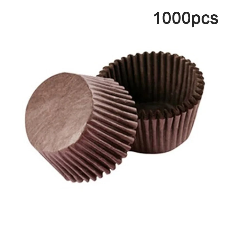 1000Pcs Mini Size Chocalate Paper Liners Baking Muffin Cake Cups Forms Cupcake Cases Solid Color Party Tray Mold Zpaxo