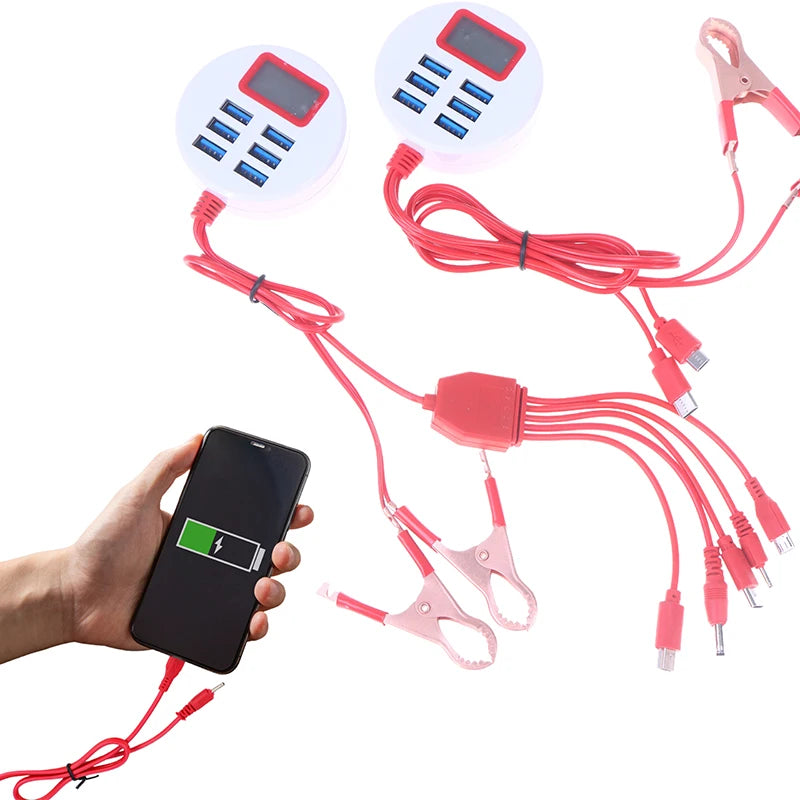 6-Port USB Clip Battery Charger with LCD Display | 5V 1A
