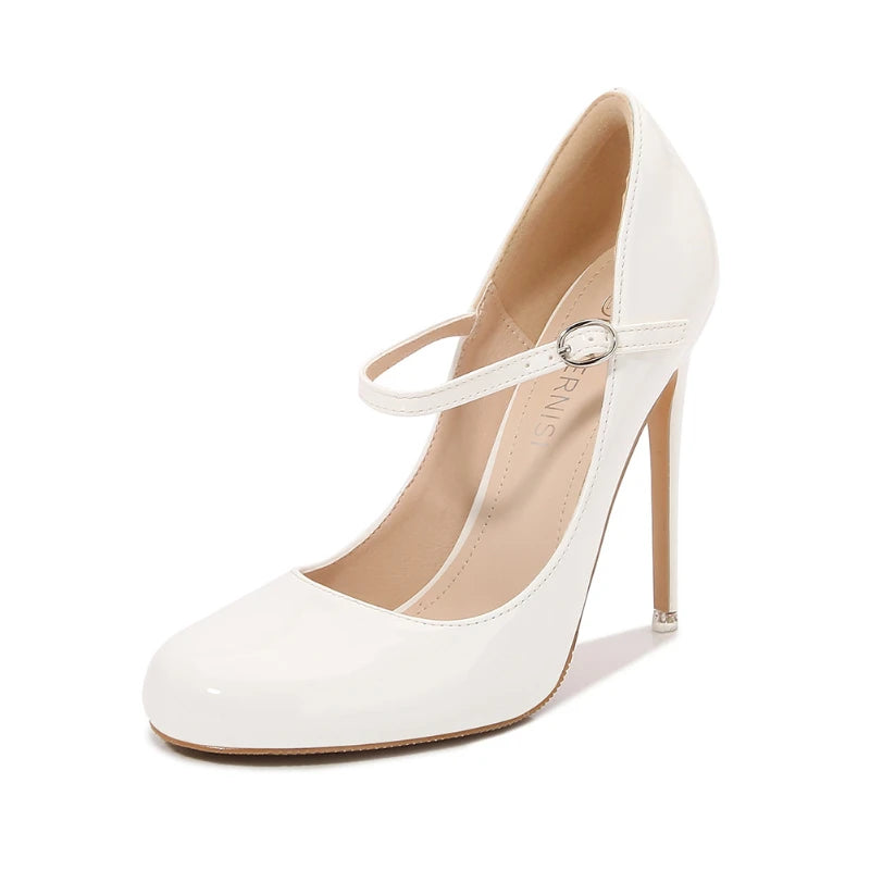 Round-toe Wristband Heels Daily White-collar Drag Catwalk Fashion Zpaxo 091-1 White 35 China Mainland