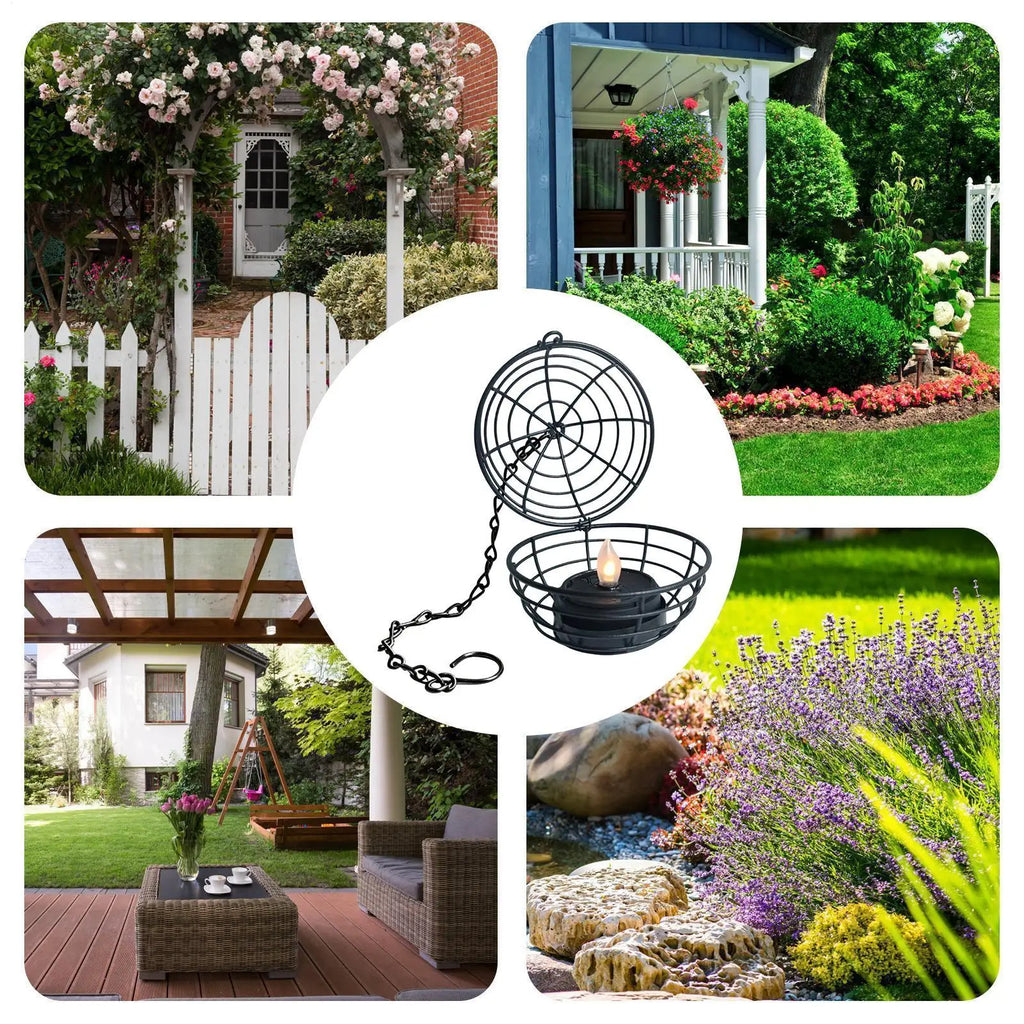 Solar Tealight Candle Outdoor Decorative Ball Cage Holder Powered