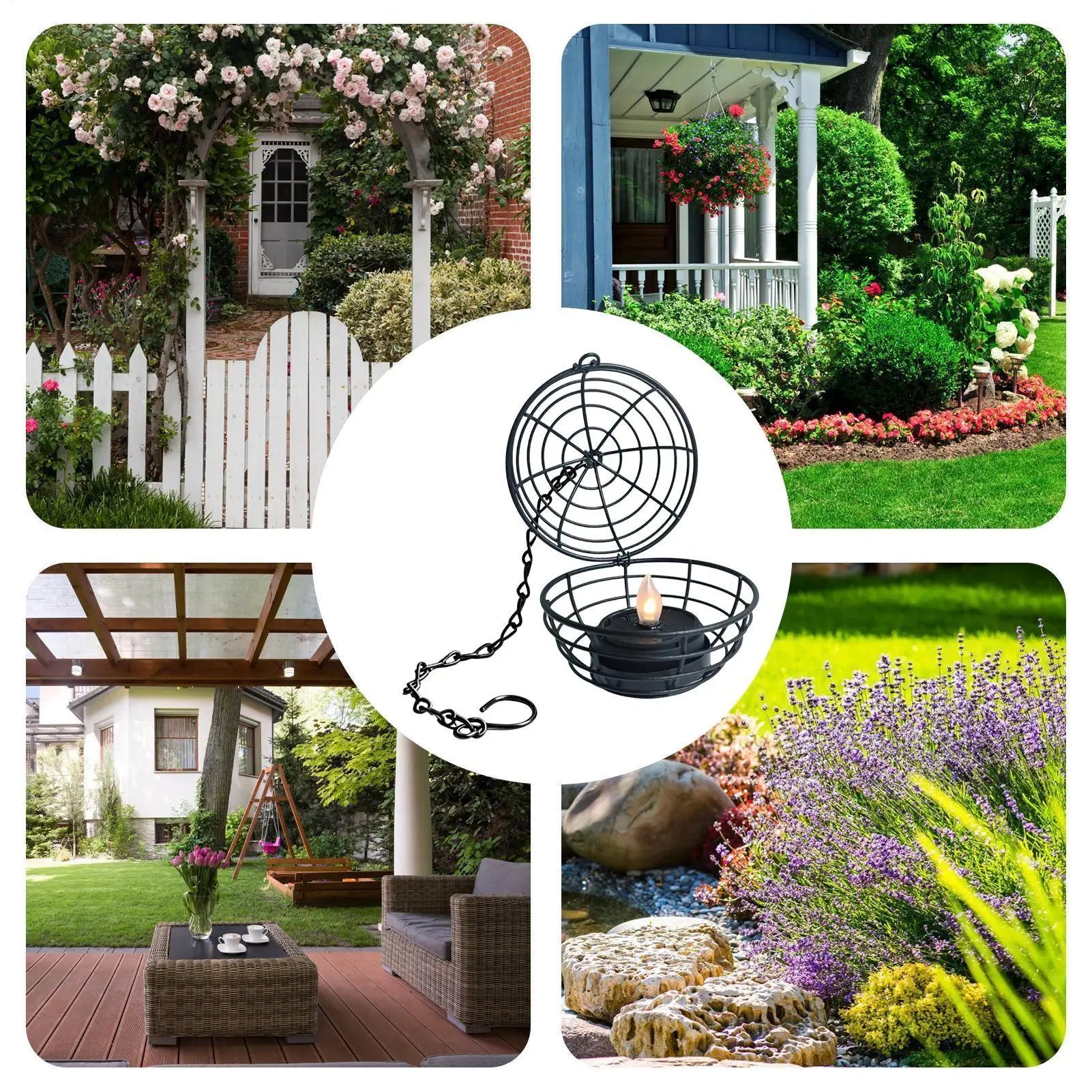 Solar Tealight Candle Outdoor Decorative Ball Cage Holder Powered