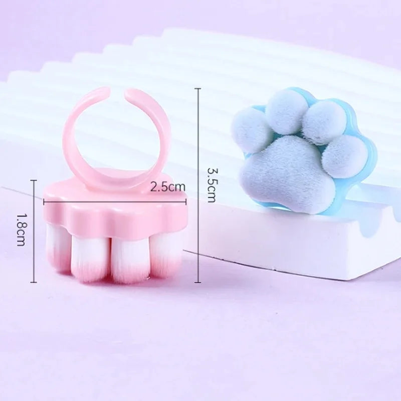 1- Cat's Paw Manicure Dust Clean Brush Finger Ring Duster Soft Hair