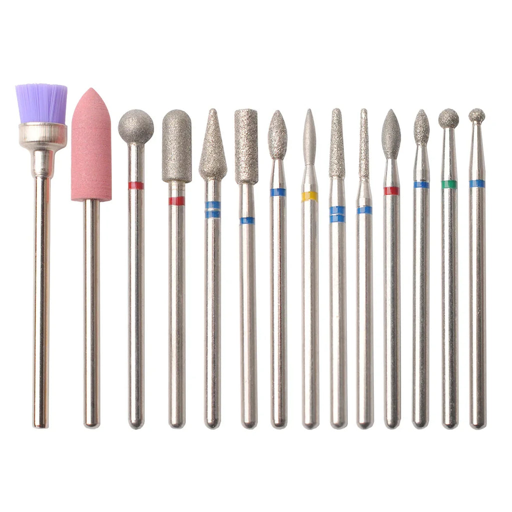 14pcs/set Nail Drill Machine Bit Nail Gel Removal Polishing Tools Pedicure Manicure Rotary Grinding Buffer Polisher Zpaxo Set2