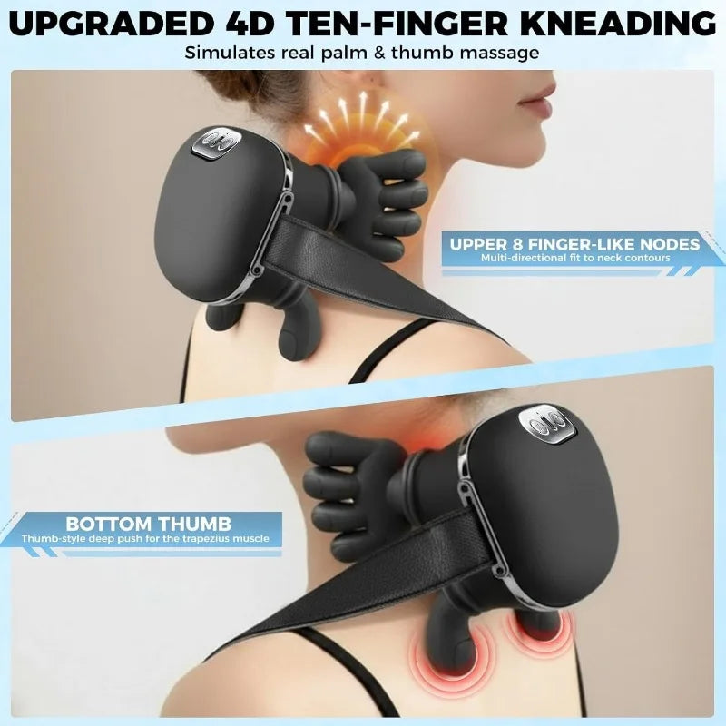 Black 4D Bionic Finger Neck Shoulder Massager Trapezius Cervical