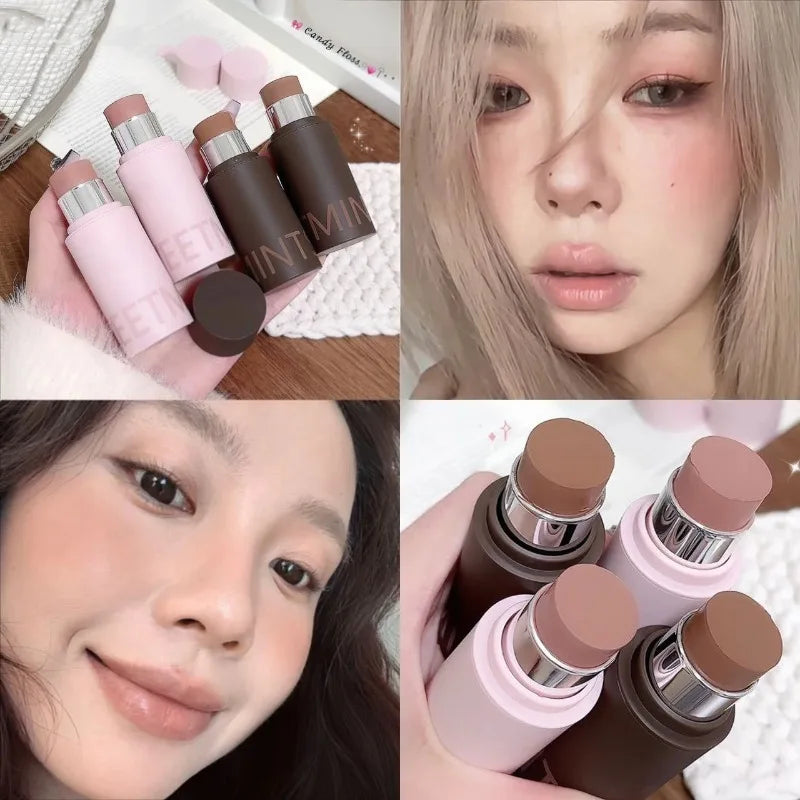 Multi-use Stick Blush Lipstick Contour 3-In-1 Natural Nude Pink Brown
