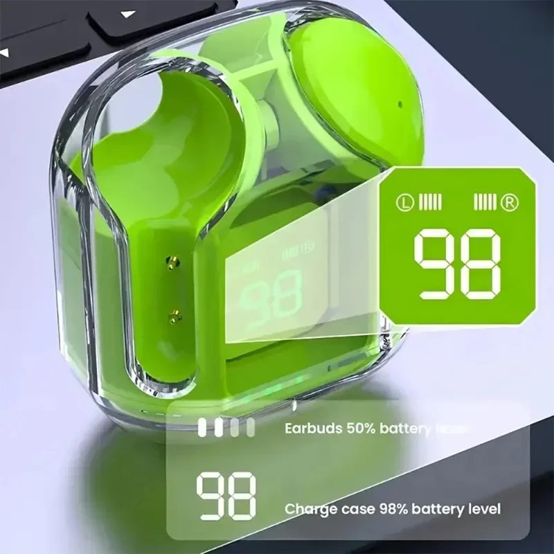 Wireless Earphones Transparent Charging Box Design Touch Control