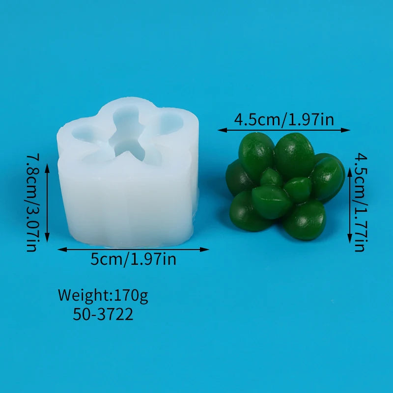 Succulents Candle Silicone Mold 3D Cactus Succulent Plants Soap Aroma Plaster Cement Craft Ornament Making Mold Home Decor Zpaxo 50-3722-D