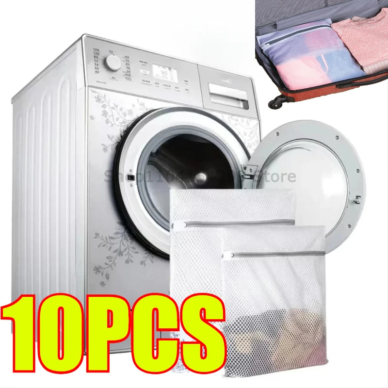 1-10PCS White Durable Honeycomb Mesh Laundry Bags for Delicates Net Fabric Durable and Reusable Delicate Wash Bag Zpaxo