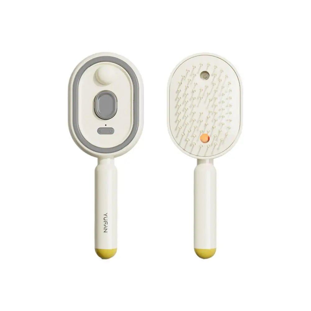 3 in 1 Self Essence Spray Massage Hair Comb Oil Brush Self-cleaning Hairbrush Scalp Therapy Anti Static Detangling Hair Care Zpaxo Yellow