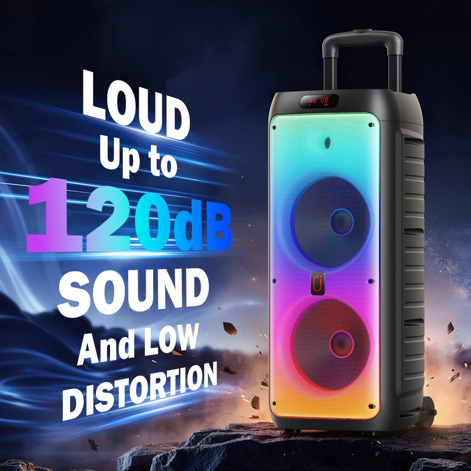 T38 Large Bluetooth Speaker Wireless Wheels Push Rod 6000MAH Karaoke