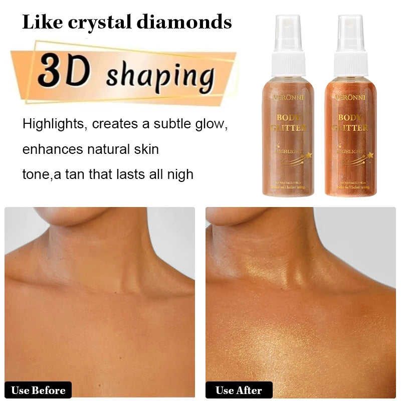 Liquid Highlighter Makeup Body Shimmer Oil Glitter Long Lasting Zpaxo