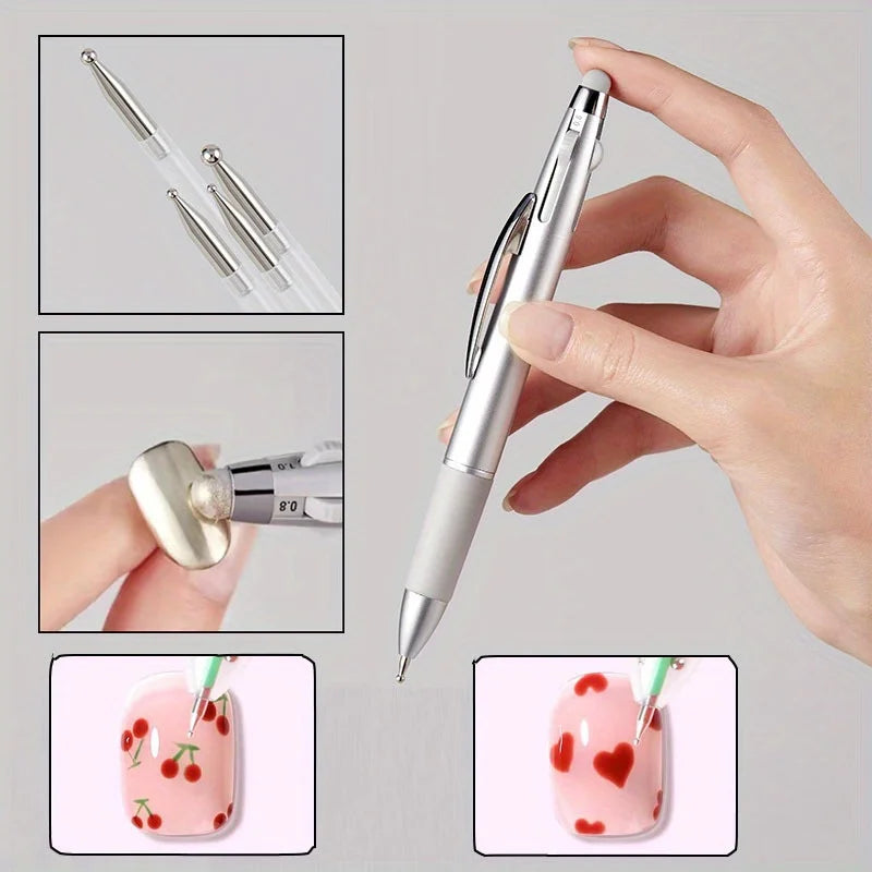 Nail Dotting Pen Nail Art Dotting Tools in Ballpoint Pen Design Nail Art Tip Dot Paint Manicure Kit for Dot Drawing Home Salon Zpaxo