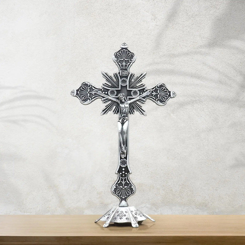 Jesus Crucifix Collection Catholic Figurine Standing Crucifix for Christian Decoration Home Decor Tabletop Chapel Prayers Zpaxo
