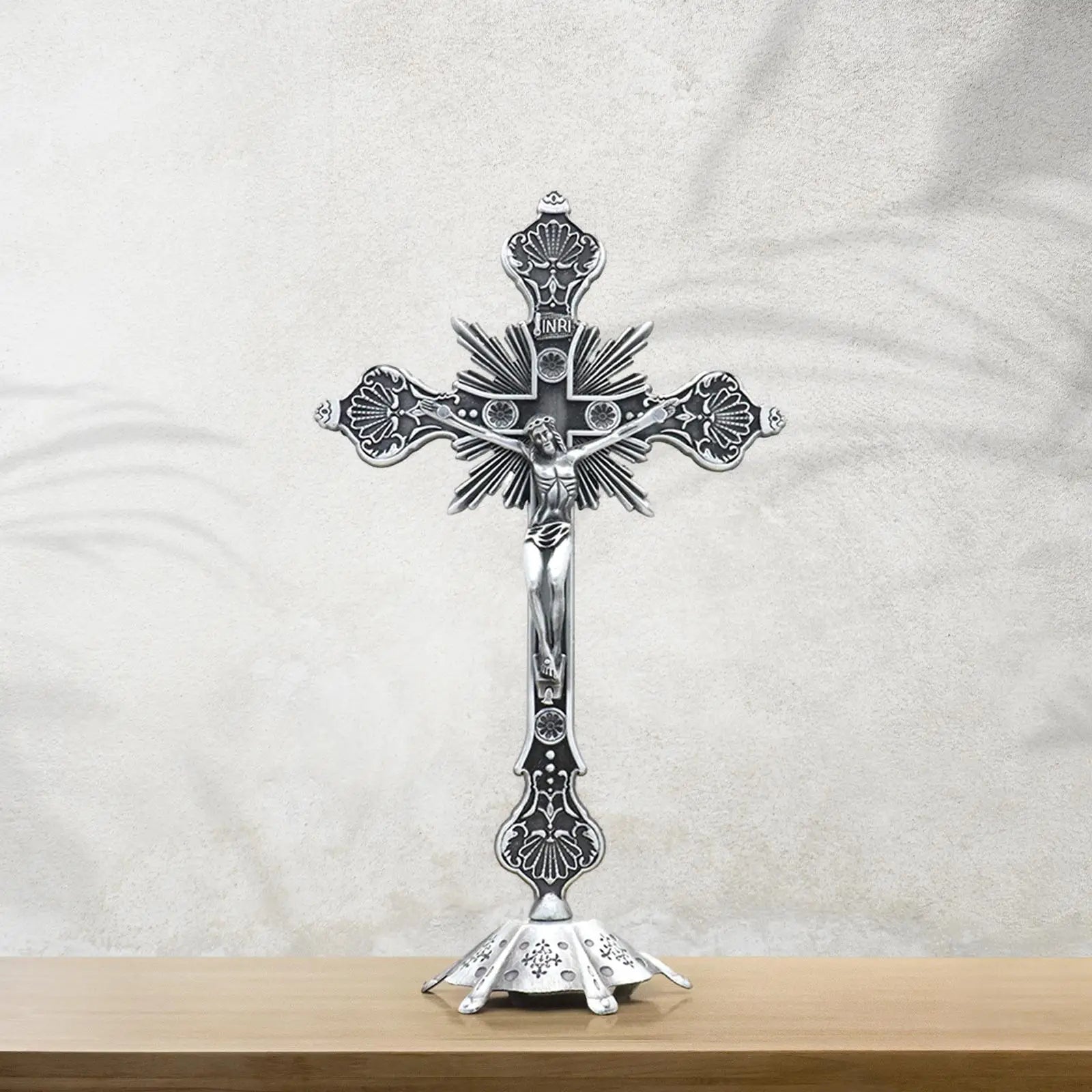 Jesus Crucifix Collection Catholic Figurine Standing Crucifix for Christian Decoration Home Decor Tabletop Chapel Prayers Zpaxo