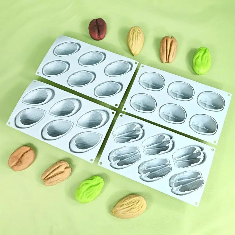 Chocolate Mousse Cake Mold Silicone 6Cell Pecan Pistachio Coffee Bean Zpaxo