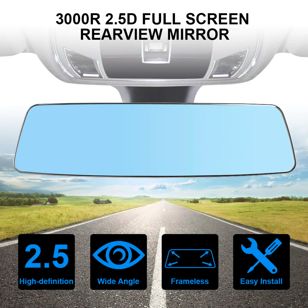 2 5D Full Creen HD Glass Car Interior Rear View Mirror 3000R Micro