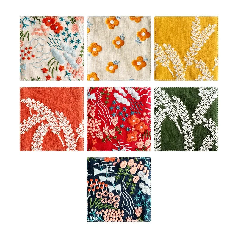 Cotton Hemp Embroidery Cup Mat – Thick Insulated Tea Coaster Tea Table Coaster Zpaxo
