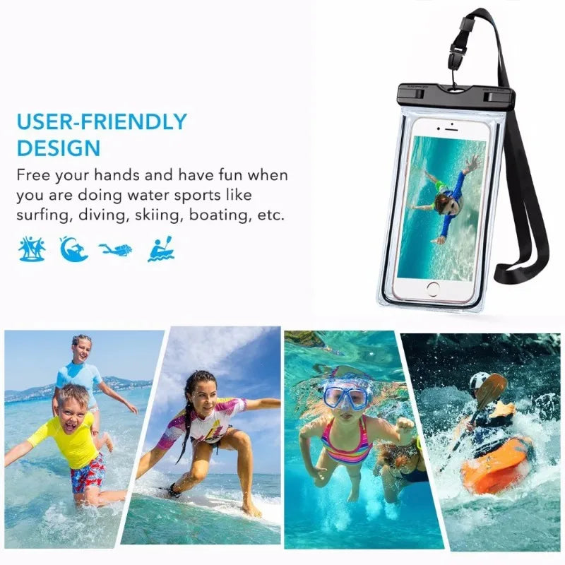 Universal Waterproof Phone Pouch Underwater Case Beach Kayaking