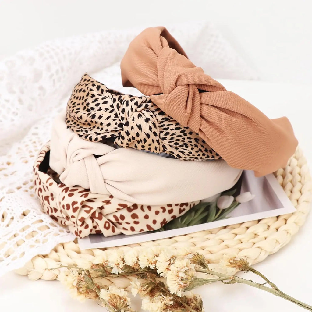 Boho Knotted Headbands – Wide Soft Stretch Non-Slip Women Set