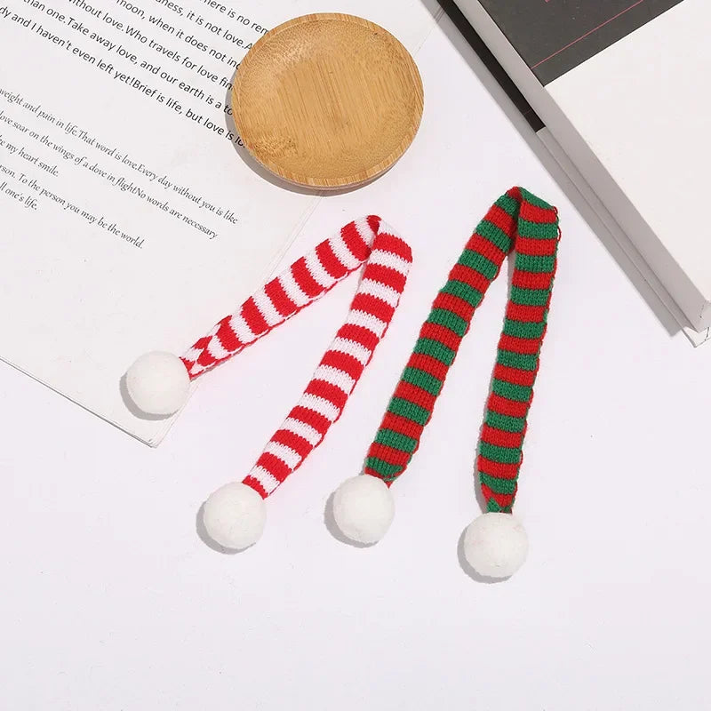 2025 Christmas Mini Knitted Doll Scarf Hat Polyester Hair Ball