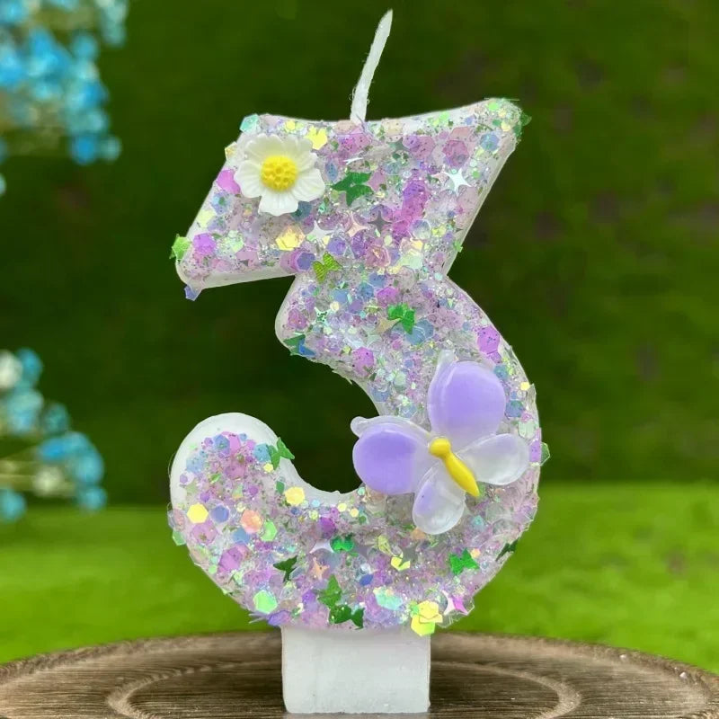 DIY 0-9 Butterfly Flower Number Birthday Candles | Cake Decor Birthday Cake Candles Zpaxo 3