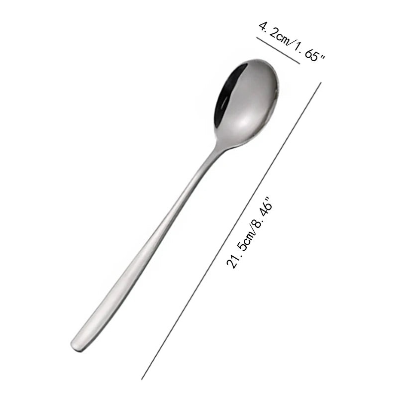 Meal Spoon Stainless Steel Household Dinner Korean Long Handle Zpaxo Style6