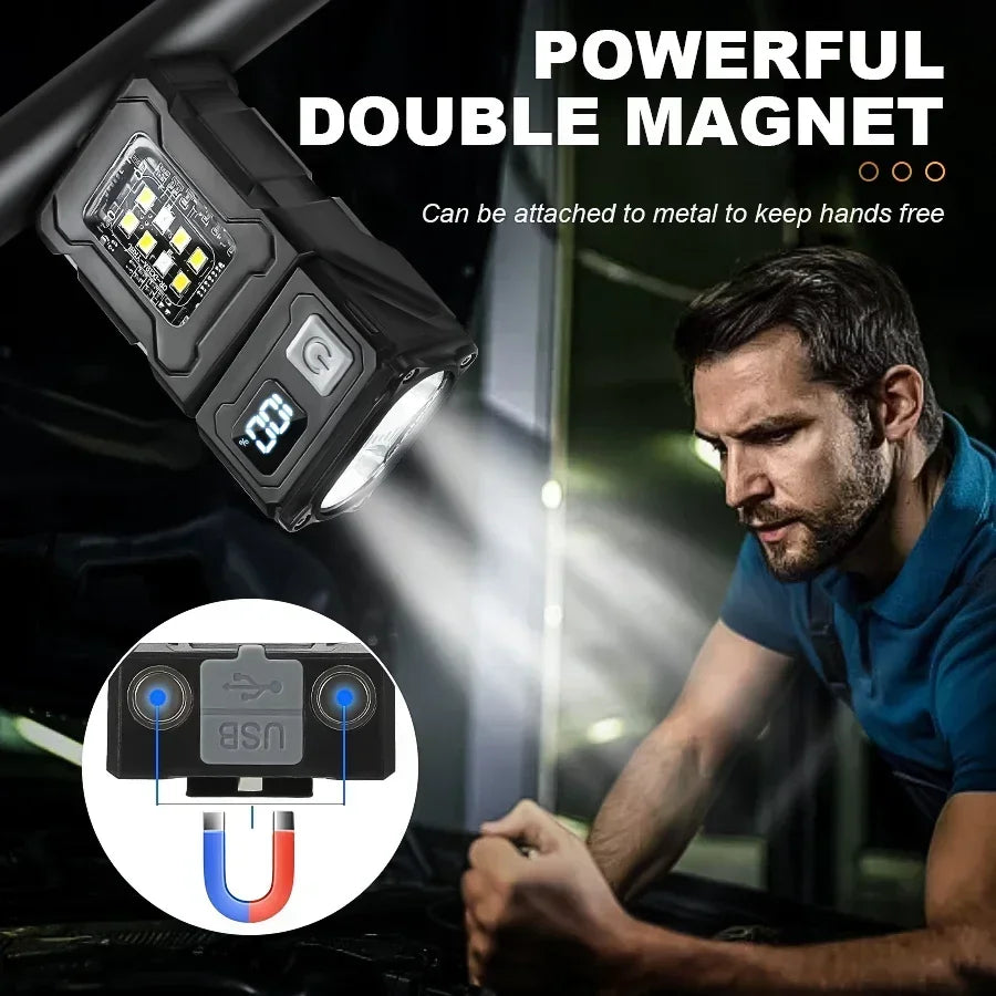 EDC Mini LED Flashlights Rechargeable Magnetic Torch Clip-on Handheld Zpaxo
