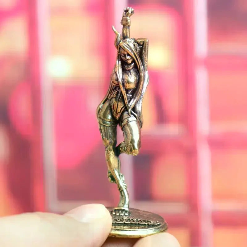 Desk Ornament Office Bookshelf Artistic Home Decor Vintage Brass Beautiful Lady Cat Statue Zpaxo