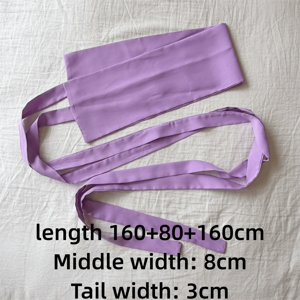 Chiffon Fabric Hanfu Waist Belt Cotton Linen Satin Silk Lace Up Waist Belt Solid Color Bowknot Decoration Silk Waist Rope Zpaxo