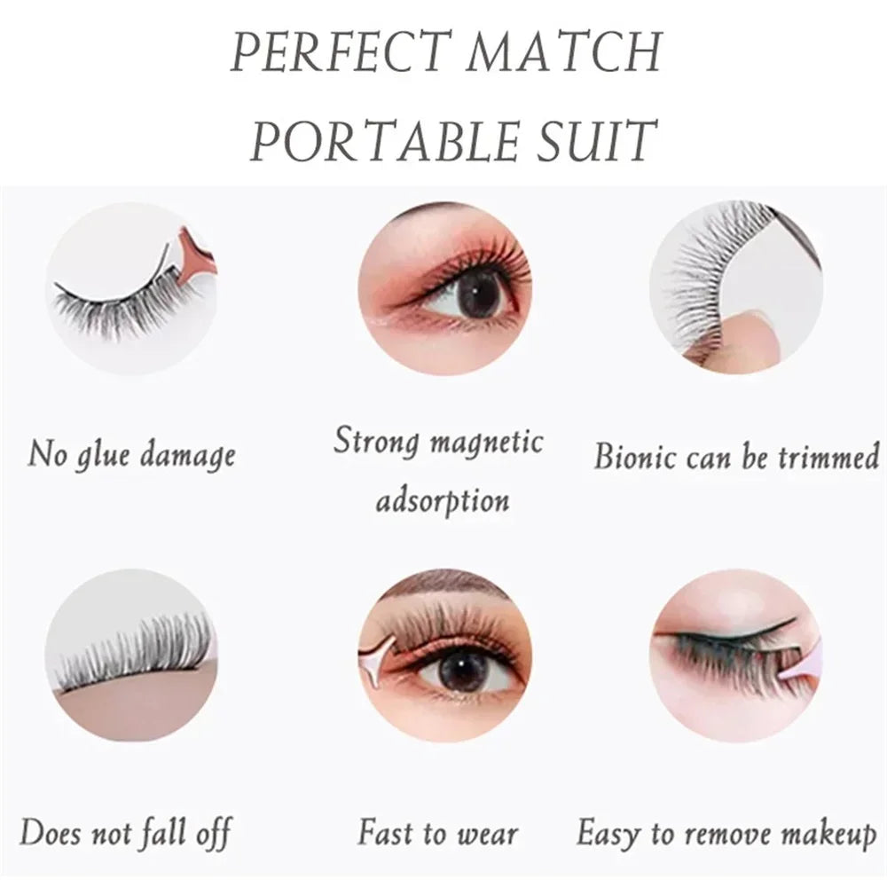 3D Magnetic Eyelashes Waterproof Lasting Naturally Eyeliner Magnet Zpaxo
