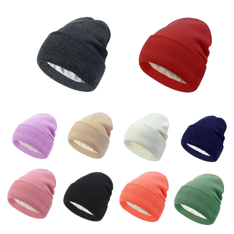 Women's Fleece-Lined Double-Layer Knit Beanie Winter Hat