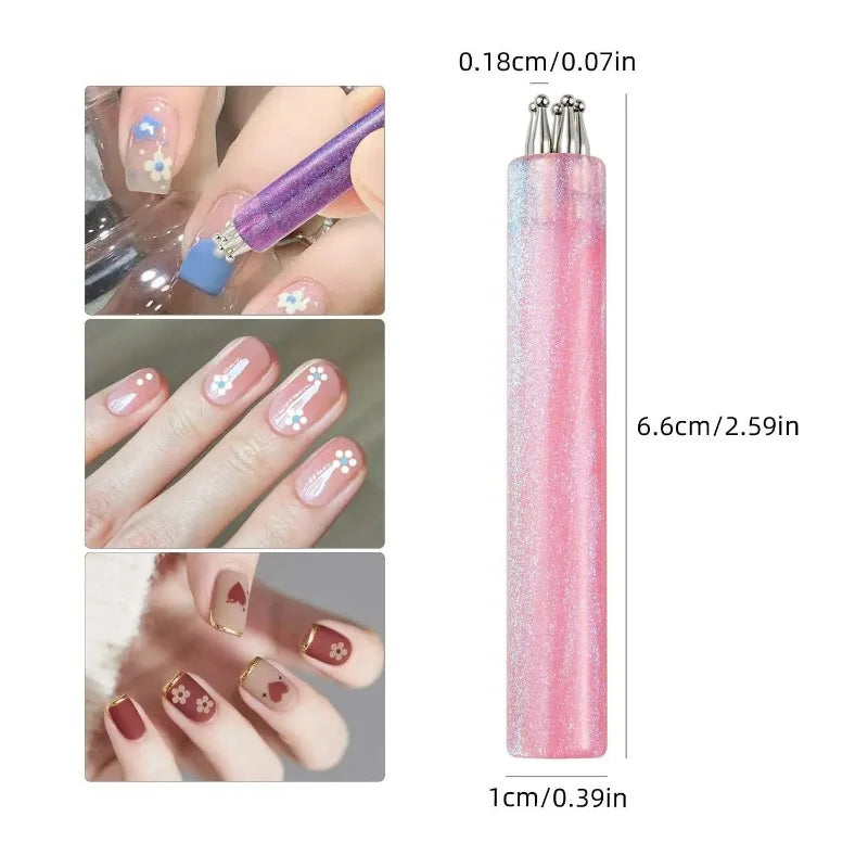 5 Petal Flower Nail Dotting Pen One Stroke Design Tool Acrylic Handle Zpaxo 1Pc Pink