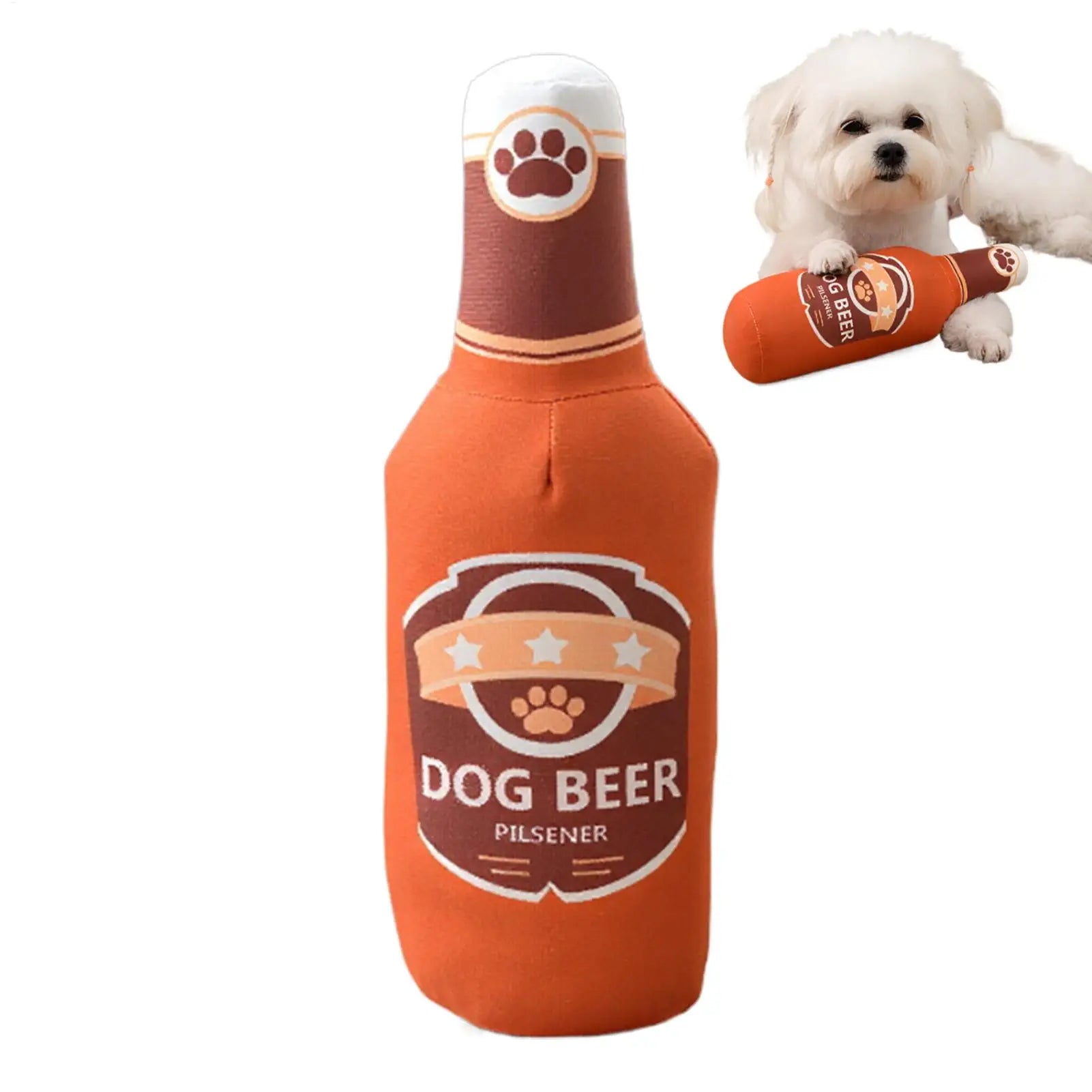 Beer Bottle Squeaky Plush Dog Toy – Interactive Chew Toy Squeaky Dog Toy Zpaxo