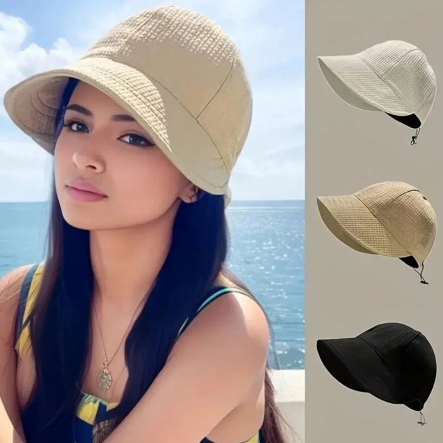 Summer Folding Hat for Women, Wide Brim Beach Visor Cap, Holiday Sun Hat, Ladies Outdoor UV Protection Adjustable Brim Hat Zpaxo