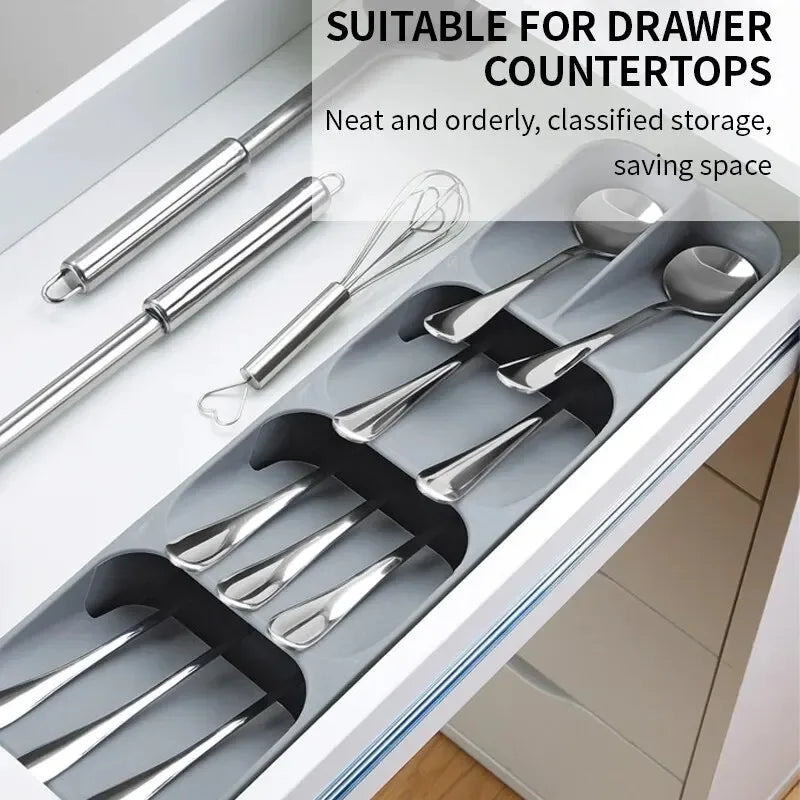 LIUSHADUOLA Kitchen Drawer Cutlery Storage Tray Knife Holder Spoon